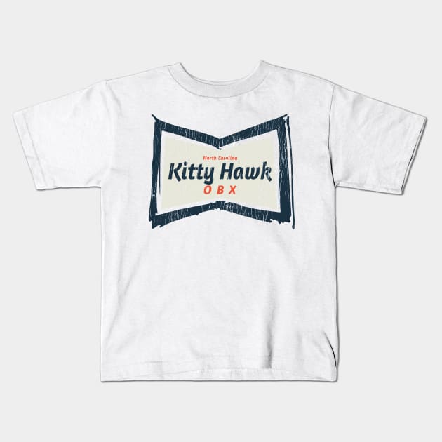 Kitty Hawk, NC Summertime Vacationing Bowtie Sign Kids T-Shirt by Contentarama